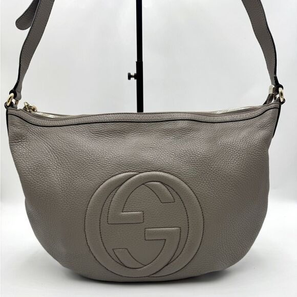 Auth Gucci Gray SoHo Large Messenger Hobo Bag - Picture 1 of 16